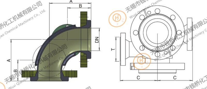 搪玻璃90°夾套彎頭設(shè)計(jì)圖 搪玻璃90°夾套彎頭設(shè)計(jì)圖